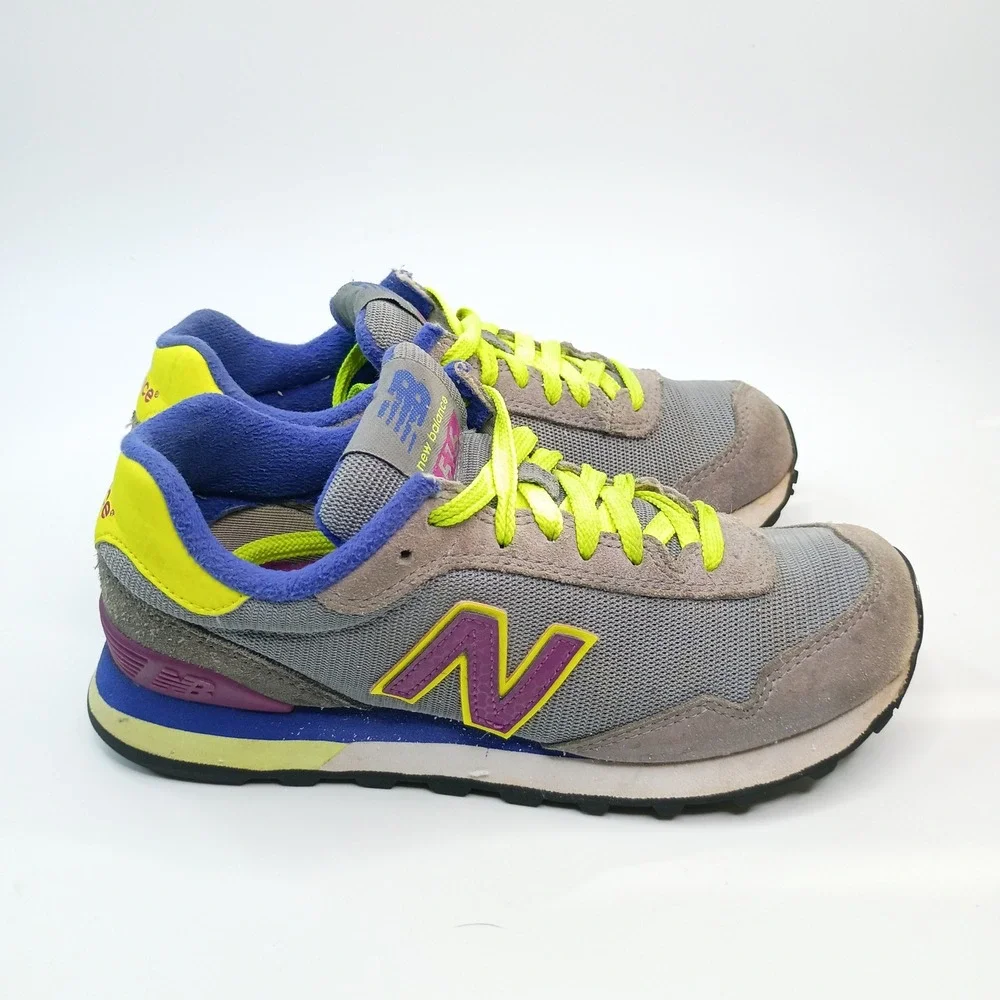 New Balance‎ 515 Kids Shoes Grey Purple Yellow Blue Sneakers WL515GP Size 5.5 US